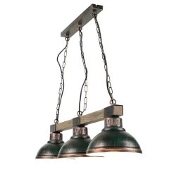 Hängelampen|Esszimmer Lampen*Luminex Große Pendelleuchte 3-flmg mit Holz Vintage HAKON