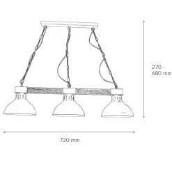 Hängelampen|Esszimmer Lampen*Luminex Große Pendelleuchte 3-flmg mit Holz Vintage HAKON