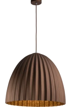 Hängelampen|Wohnzimmerlampen*Sigma Große Pendelleuchte Loft Braun geriffelt rund Ø70 cm