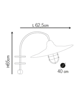 Außenwandleuchten|Gartenlaternen*Andromeda Große Wandlampe außen Messing Glas E27 IP54 H: 65 cm