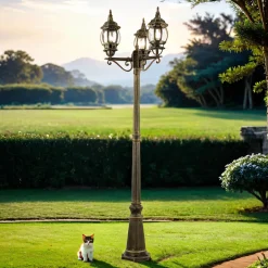 Easylight Großer Kandelaber BREST Gold Antik 3xE27 2,1m hoch< Rustikale Lampen|Wegeleuchten