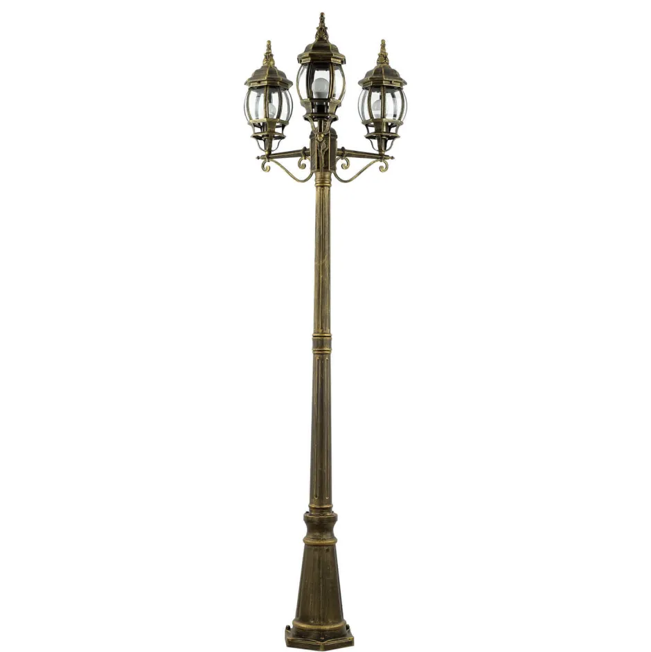 Easylight Großer Kandelaber BREST Gold Antik 3xE27 2,1m hoch< Rustikale Lampen|Wegeleuchten