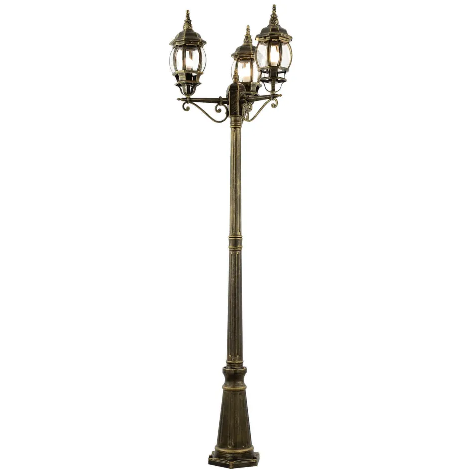 Easylight Großer Kandelaber BREST Gold Antik 3xE27 2,1m hoch< Rustikale Lampen|Wegeleuchten