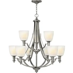 Hängelampen|Jugendstil Lampen*Elstead Großer Kronleuchter Glas Schirm verstellbar bis 3,9m