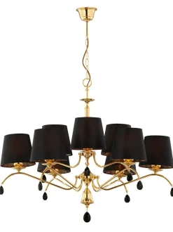 Hängelampen|Kronleuchter*Jupiter Großer Kronleuchter in Messing 9-flammig blendarm