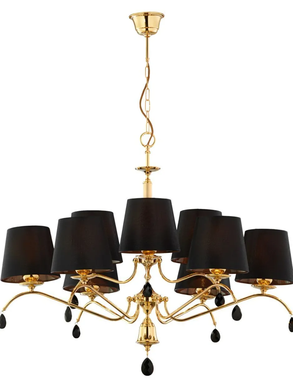 Hängelampen|Kronleuchter*Jupiter Großer Kronleuchter in Messing 9-flammig blendarm