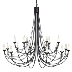 Rustikale Lampen|Designerlampen*Elstead Großer Kronleuchter Rustikal Schwarz Höhe verstellbar