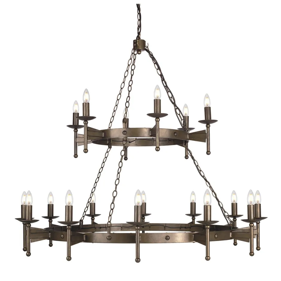 Hängelampen|Esszimmer Lampen*Elstead Großer Kronleuchter Schmiedeeisen Mittelalter Design