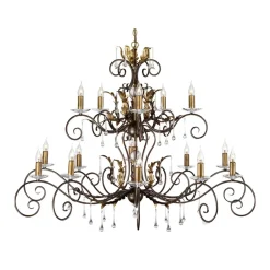 Designerlampen|Kristalllampen*Elstead Großer Lüster Metall in Bronze Gold Ø125cm GOTICA