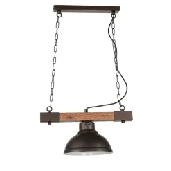 Hängelampen|Esszimmer Lampen*Luminex HAKON Lampe hängend Echt Holz Braun Metall Vintage