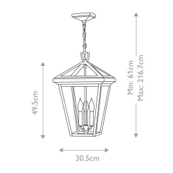 Vintage Lampen|Industrie Lampen*Elstead Hängelampe außen Schwarz 30,5 cm breit IP44 E14 Alu Glas
