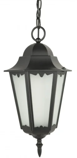 Rustikale Lampen|Metall Lampen*SU-MA Hängelampe Außen Schwarz Aluminium Glas IP43