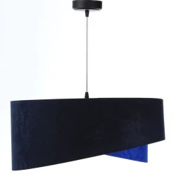 Bürolampen|Schlafzimmer Lampen*BPS Koncept Hängelampe Blau Gold E27 Ø 50 cm Stoff Schirm Veloursoptik