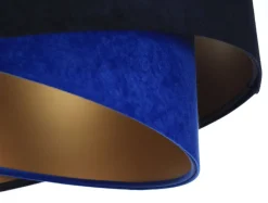 Bürolampen|Schlafzimmer Lampen*BPS Koncept Hängelampe Blau Gold E27 Ø 50 cm Stoff Schirm Veloursoptik