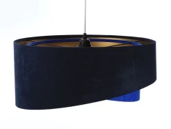 Bürolampen|Schlafzimmer Lampen*BPS Koncept Hängelampe Blau Gold E27 Ø 50 cm Stoff Schirm Veloursoptik