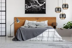 Belis Hängelampe blendarm Schwarz Gold E27 Stoff Ø38 cm rund< Hängelampen|Bürolampen