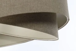 BPS Koncept Hängelampe Braun E27 rund D: 45 cm Stoff Schirm Boho< Wohnzimmerlampen|Schlafzimmer Lampen