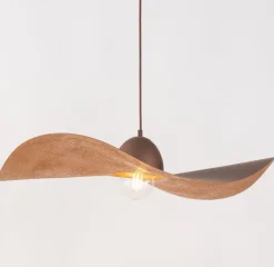 Moderne Lampen|Designerlampen*Sigma Hängelampe Braun Kupfer E27 Modern Wellenschirm