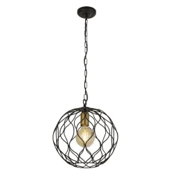 Searchlight Hängelampe E27 Ø 31,5 cm in Schwarz Gold Metall HOWARD< Hängelampen|Esszimmer Lampen