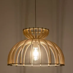 Nowodvorski Hängelampe E27 Ø 48 cm Weiß Natur Holz Schirm natürlich< Bürolampen|Lampen Aus Aller Welt