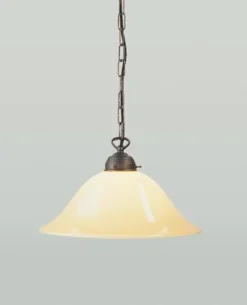 Hängelampen|Bürolampen*Berliner Messingleuchten Hängelampe E27 Ø35 cm Berliner Messing Glas Elfenbein