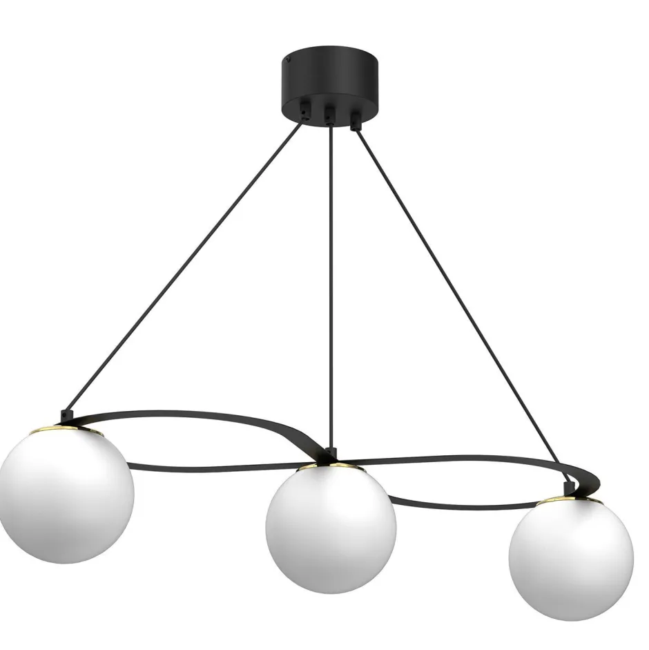 Hängelampen|Bürolampen*Luminex Hängelampe E27 blendarm in Schwarz Weiß Gold L:85 cm