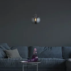 Searchlight Hängelampe E27 D: 25 cm Chrom Rauchgrau Glas Metall< Wohnzimmerlampen|Glaslampen