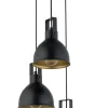 Industrie Lampen|Wohnzimmerlampen*Sigma Hängelampe E27 Metall Schwarz Gold bis 0,8 m Industrial