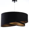 Bürolampen|Schlafzimmer Lampen*BPS Koncept Hängelampe E27 rund Ø 50 cm Schwarz Gold Stoff Spitze Modern