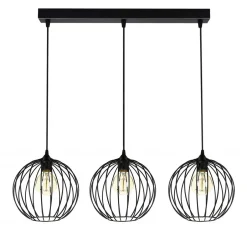 Belis Hängelampe E27 Schwarz Metall 3-flammig L:70 cm Draht< Hängelampen|Bürolampen