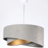 Hängelampen|Bürolampen*BPS Koncept Hängelampe E27 Stoff rund Ø 50 cm Grau Gold Silber