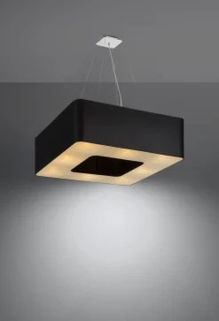 Sollux Hängelampe eckig B: 60 cm Schwarz blendarm Stoff 8x E27< Hängelampen|Esszimmer Lampen