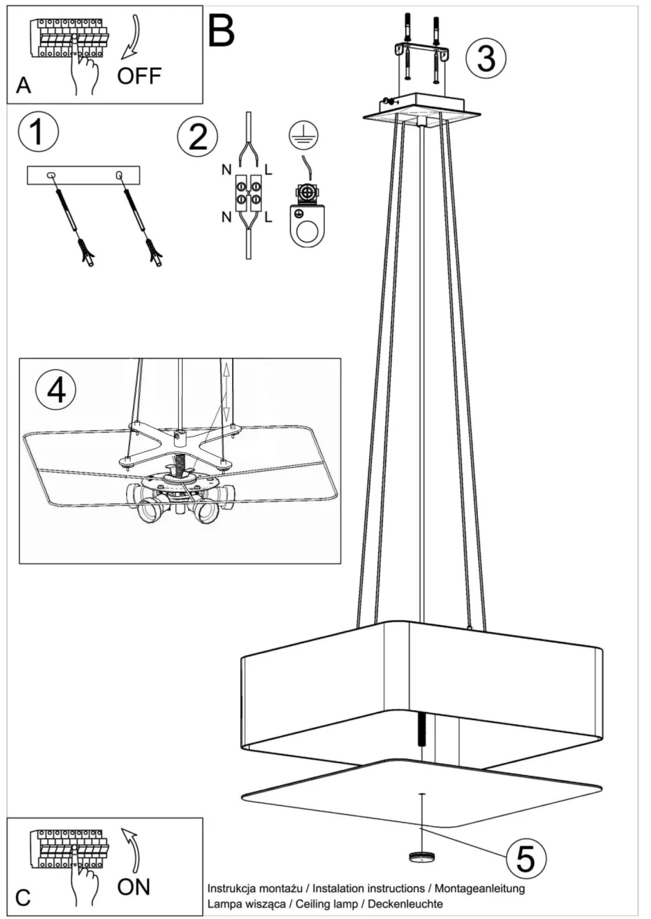 Sollux Hängelampe Esstisch B: 45 cm Schwarz Stoff Glas< Hängelampen|Esszimmer Lampen