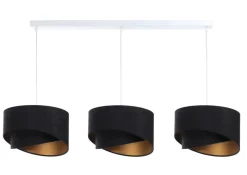 Hängelampen|Bürolampen*BPS Koncept Hängelampe Esstisch 3-flammig E27 Weiß Schwarz Gold Stoff