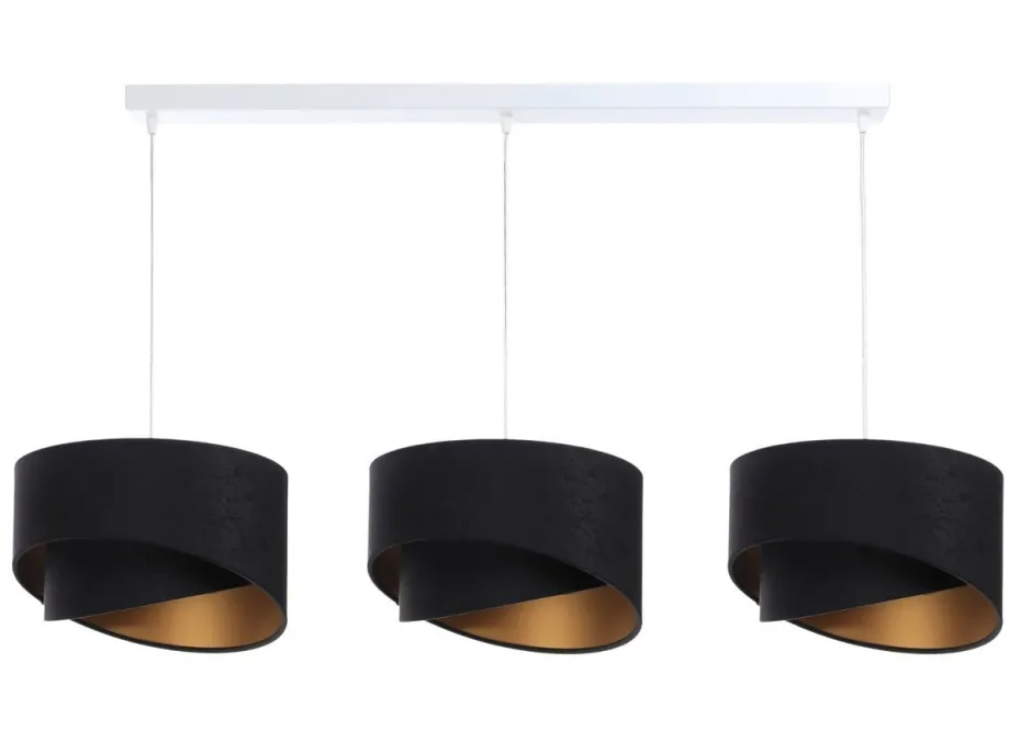 Hängelampen|Bürolampen*BPS Koncept Hängelampe Esstisch 3-flammig E27 Weiß Schwarz Gold Stoff