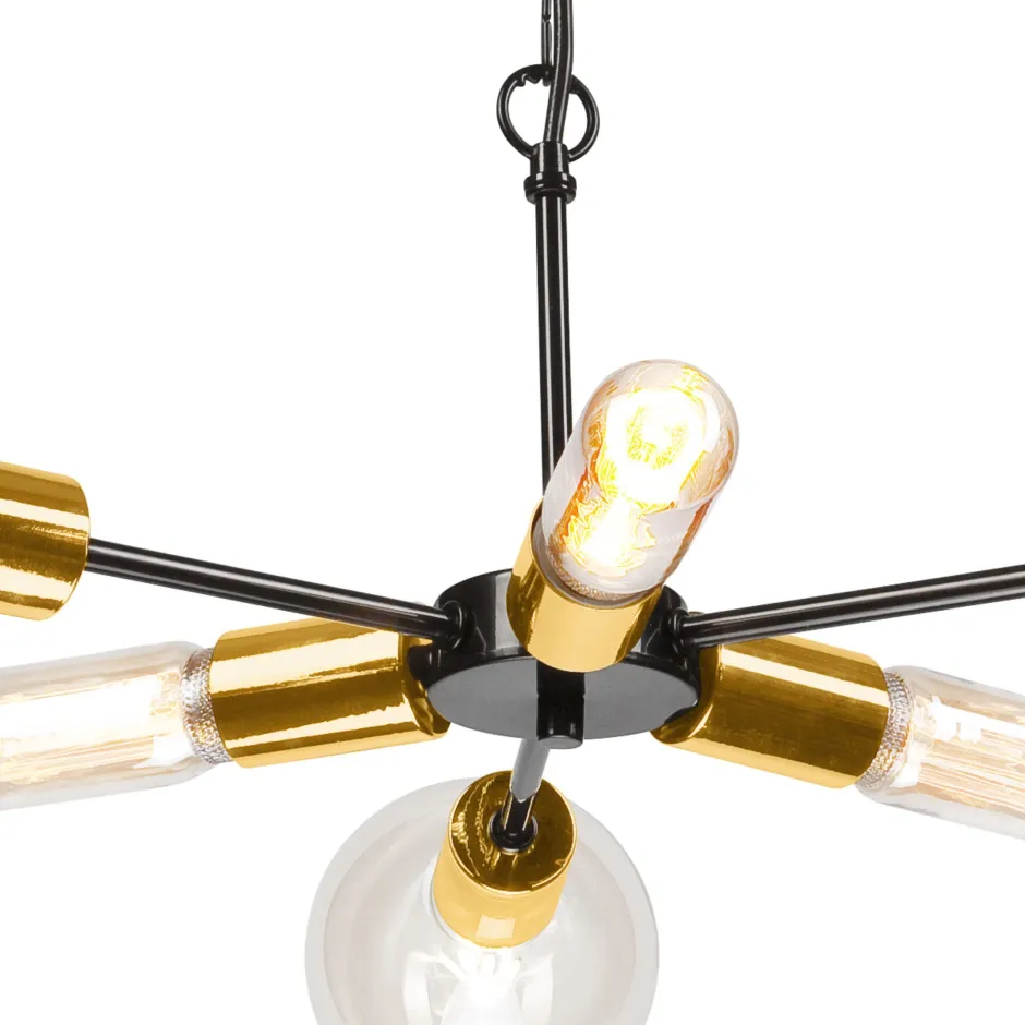 Hängelampen|Esszimmer Lampen*Lamkur Hängelampe Esstisch Metall in Schwarz Gold Retro