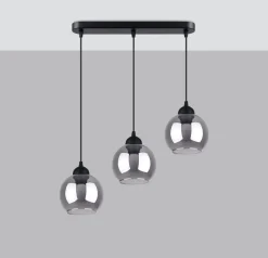 Kugellampen|Moderne Lampen*Sollux Hängelampe Esstisch Modern Schwarz 3-flammig Rauchglas