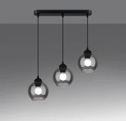 Kugellampen|Moderne Lampen*Sollux Hängelampe Esstisch Modern Schwarz 3-flammig Rauchglas