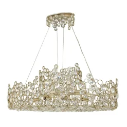 Elstead Hängelampe Esstisch oval Kristall Metall in Blattsilber< Hängelampen|Wohnzimmerlampen