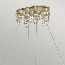 Elstead Hängelampe Esstisch oval Kristall Metall in Blattsilber< Hängelampen|Wohnzimmerlampen