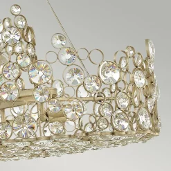 Elstead Hängelampe Esstisch oval Kristall Metall in Blattsilber< Hängelampen|Wohnzimmerlampen