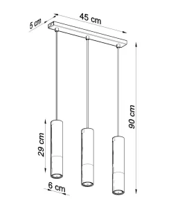 Hängelampen|Wohnzimmerlampen*Sollux Hängelampe 3-flammig B: 45 cm Schwarz Gold länglich