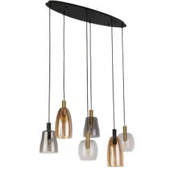 Searchlight Hängelampe 6-flammig E14 B: 95 cm Glas Metall Vintage< Hängelampen|Bürolampen