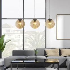 Searchlight Hängelampe 3-flammig E27 Schwarz Champagner Kugelschirm< Hängelampen|Esszimmer Lampen