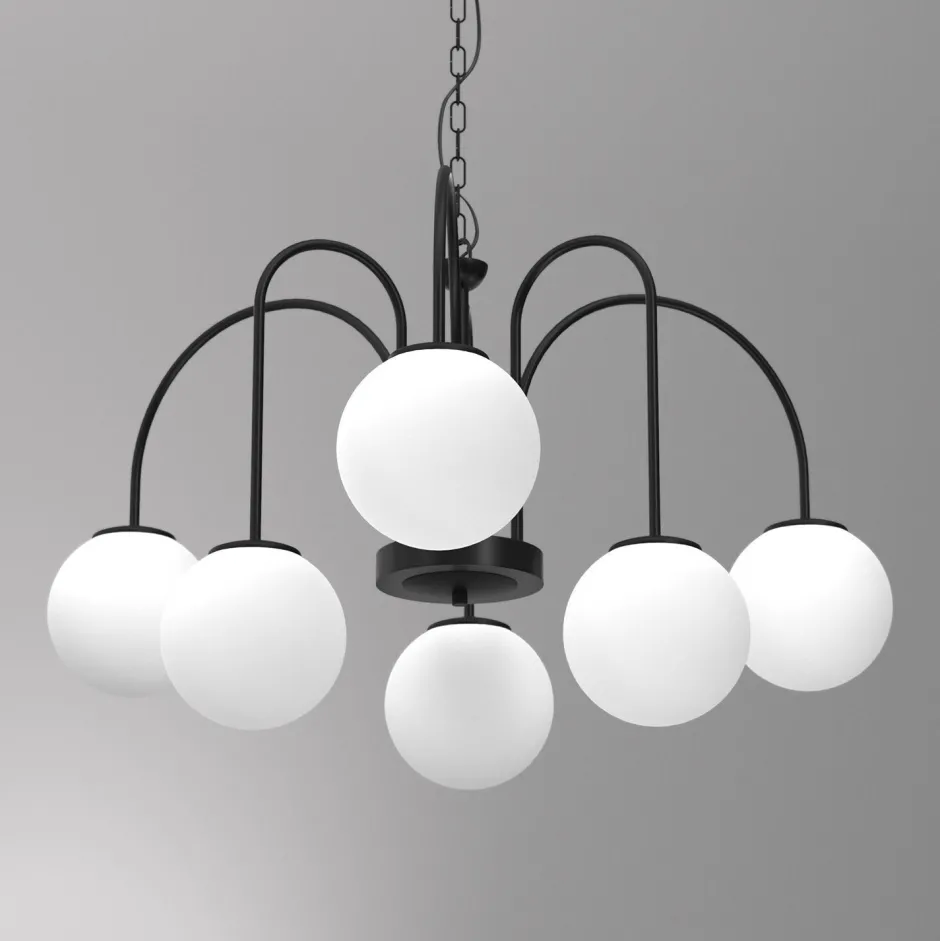 Hängelampen|Bürolampen*Luminex Hängelampe 6-flammig Glas Metall Ø65 cm E14 gemütlich