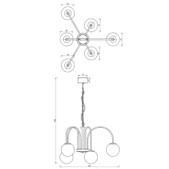 Hängelampen|Bürolampen*Luminex Hängelampe 6-flammig Glas Metall Ø65 cm E14 gemütlich