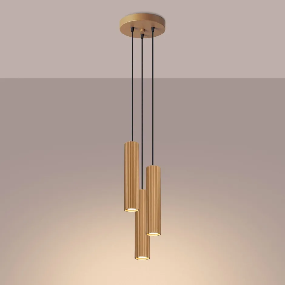 Sollux Hängelampe 3-flammig GU10 Aluminium B: 19,5 cm in Gold< Hängelampen|Bürolampen