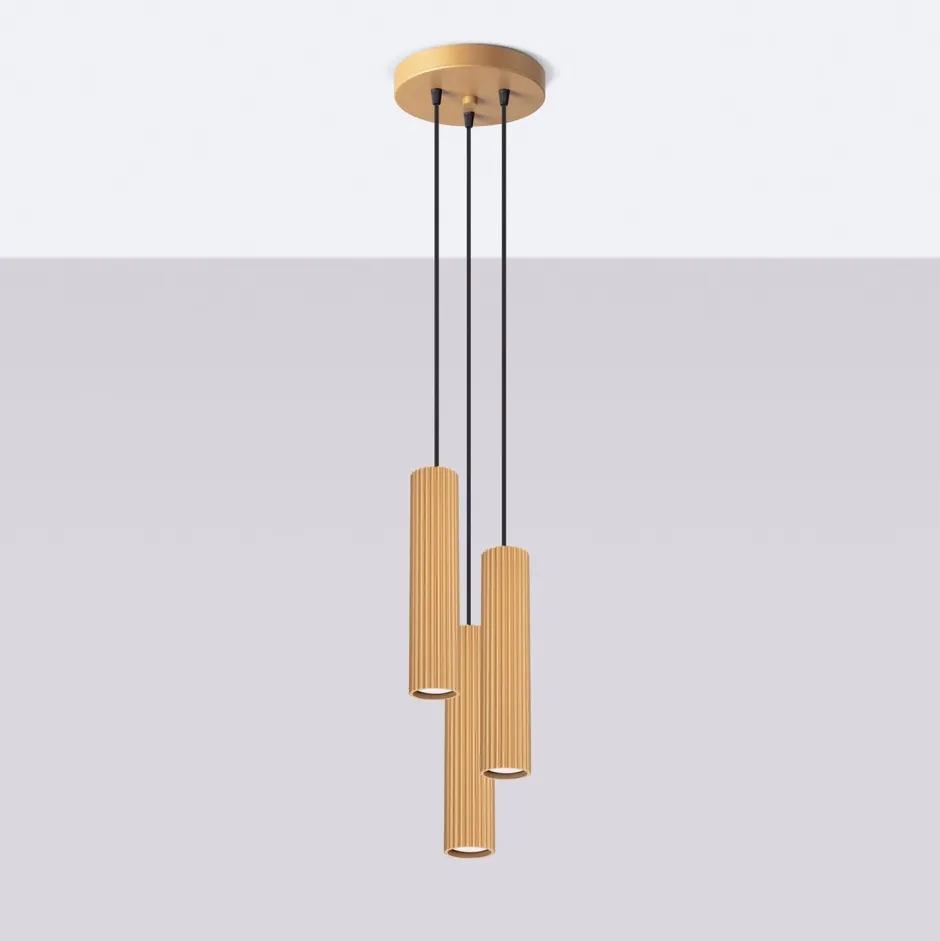 Sollux Hängelampe 3-flammig GU10 Aluminium B: 19,5 cm in Gold< Hängelampen|Bürolampen