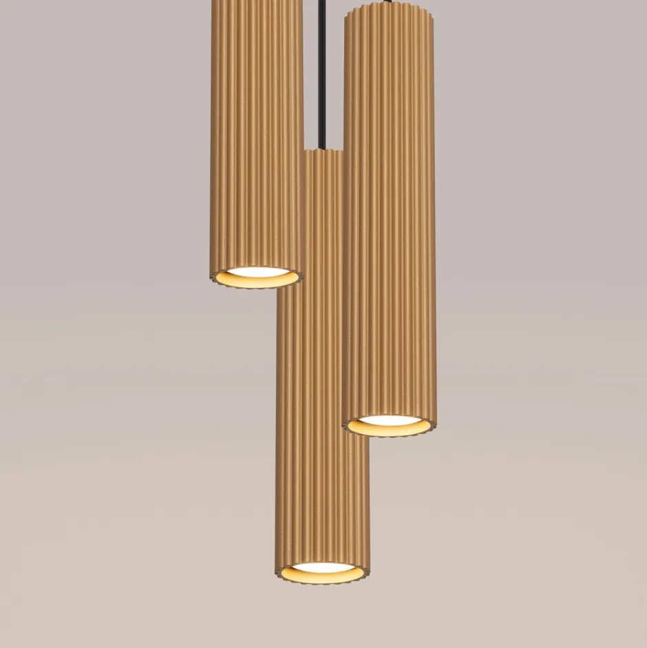 Sollux Hängelampe 3-flammig GU10 Aluminium B: 19,5 cm in Gold< Hängelampen|Bürolampen