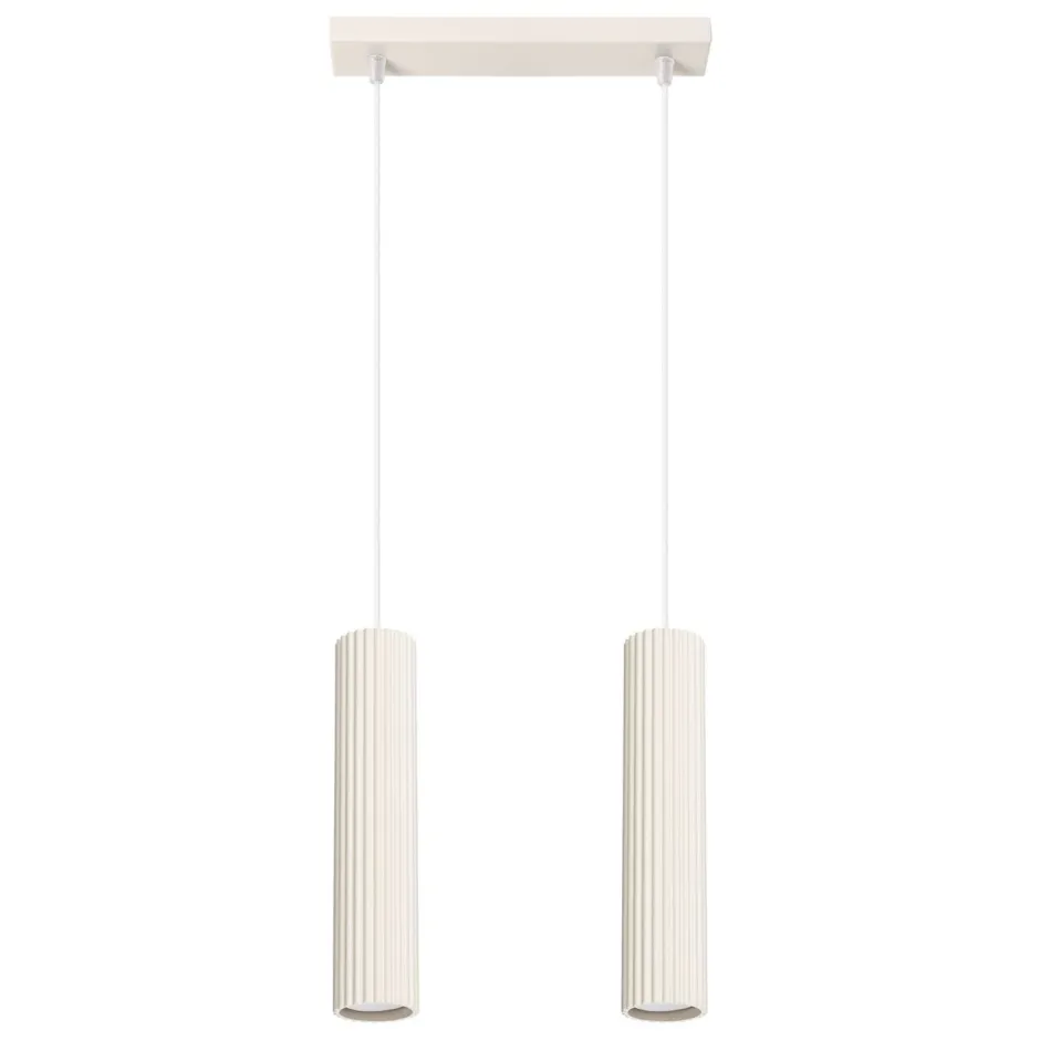 Sollux Hängelampe 2-flammig GU10 B: 30 cm schmal in Creme Modern< Hängelampen|Wohnzimmerlampen